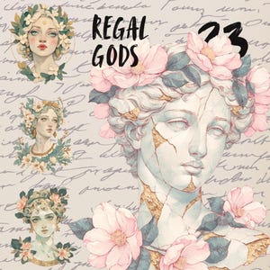 Celestial Greek Goddess png bundle, grafische Illustrationen, transparente Clipart, Print on Demand, Journaling, digitale Aufkleber Goodnotes Set