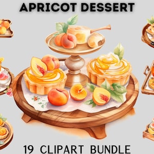 Bundle de cliparts design abricot aquarelle, clipart petit déjeuner, clipart bonbons, scrapbooking, téléchargement immédiat, clipart nourriture