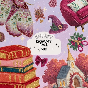 Gemütliche verträumte Herbst Clipart Herbst vintage Sticker Set Goodnote sticker transparent png journaling scrapbook Herbst Cottagecore png , fantasy