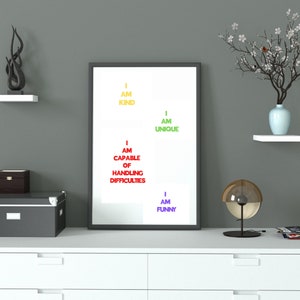 Arte de pared de tarjeta de afirmación enmarcable imprimible positiva