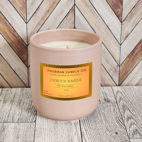 Candela Profumata Citrus Zest, Cera Di Soia 411g, 60 Ore Di Combustione, Stoppini In Cotone, Top In Bambù, Profumo Agrumato - 2