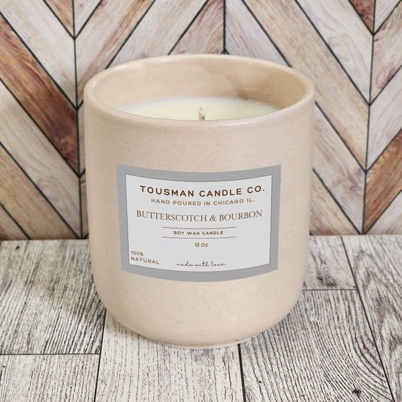 Butterscotch and Bourbon Scented Hand Poured Soy Wax Candle: A