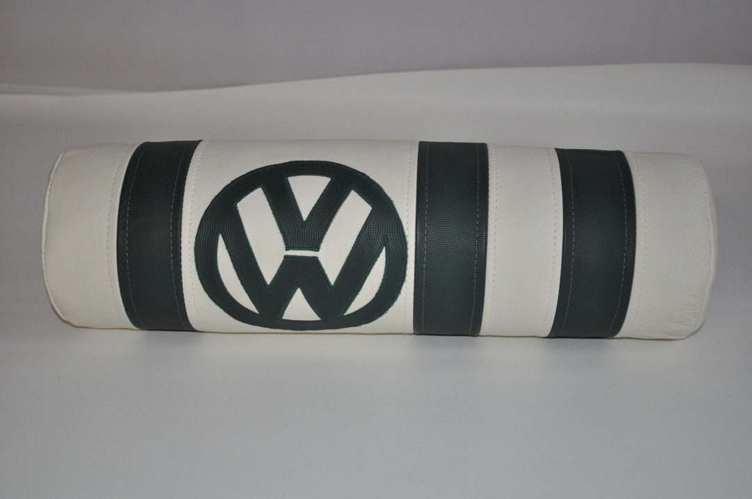 VW Logo Real Leather Round Bolster Cushion With Cushion Filler 18 Long vw-logo-real-leather-round-bolster-cushion-with-cushion-filler-18-long