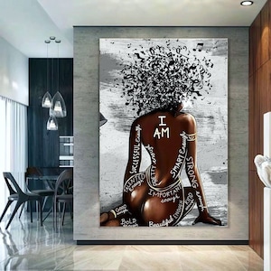Black Woman Inspirational Street Art Framed Street Art Framed Printed Canvas Ready to Hang Wall Art Poster Print Floating Frame - Home Decor