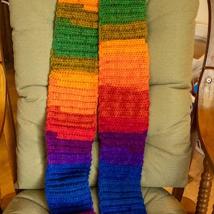 Extra Long Crochet Rainbow Scarf