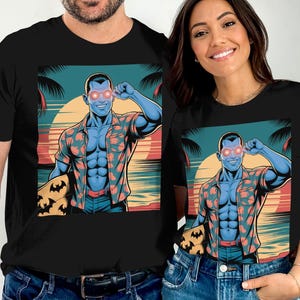 Summerween T-Shirt, Retro Vampire Beach, Summer Halloween T-Shirt, Spooky Vampire Vibes, Halloween Digital Art, Funny Halloween Tee