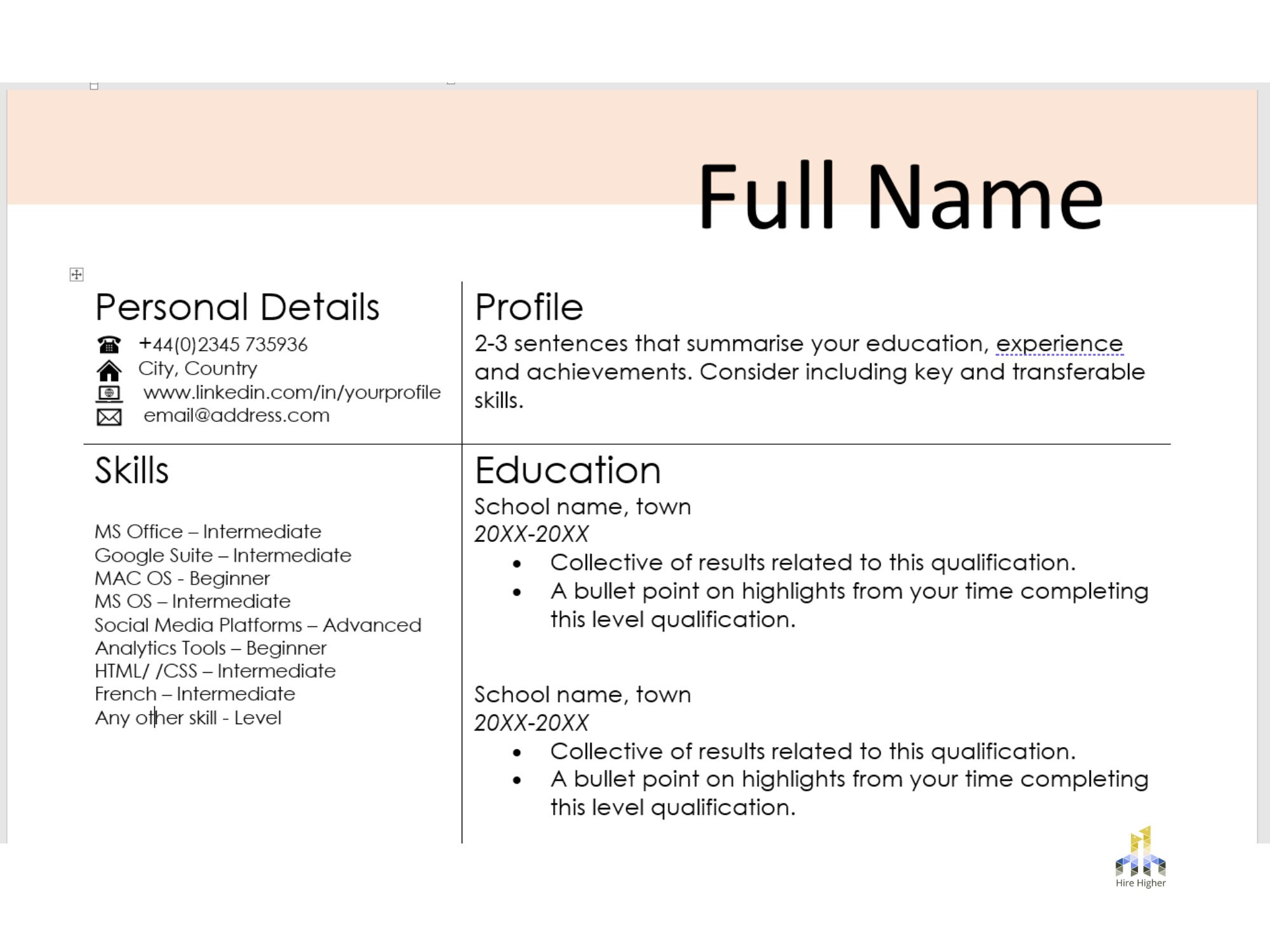 First CV Template - Etsy