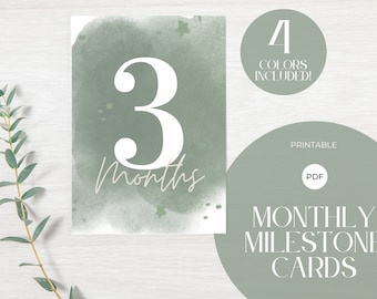 Printable Baby Monthly Milestone Card  Bundle | Instant Download