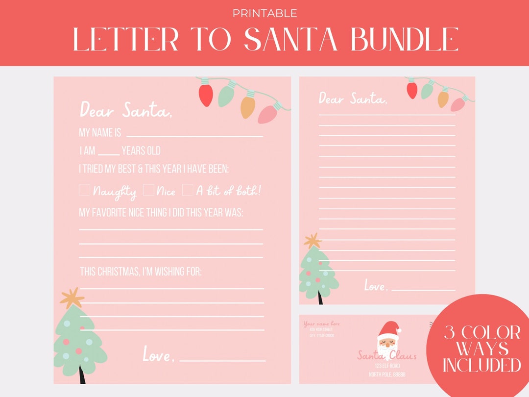 Letter to Santa Printable Template | Christmas Wish List Letter Bundle ...