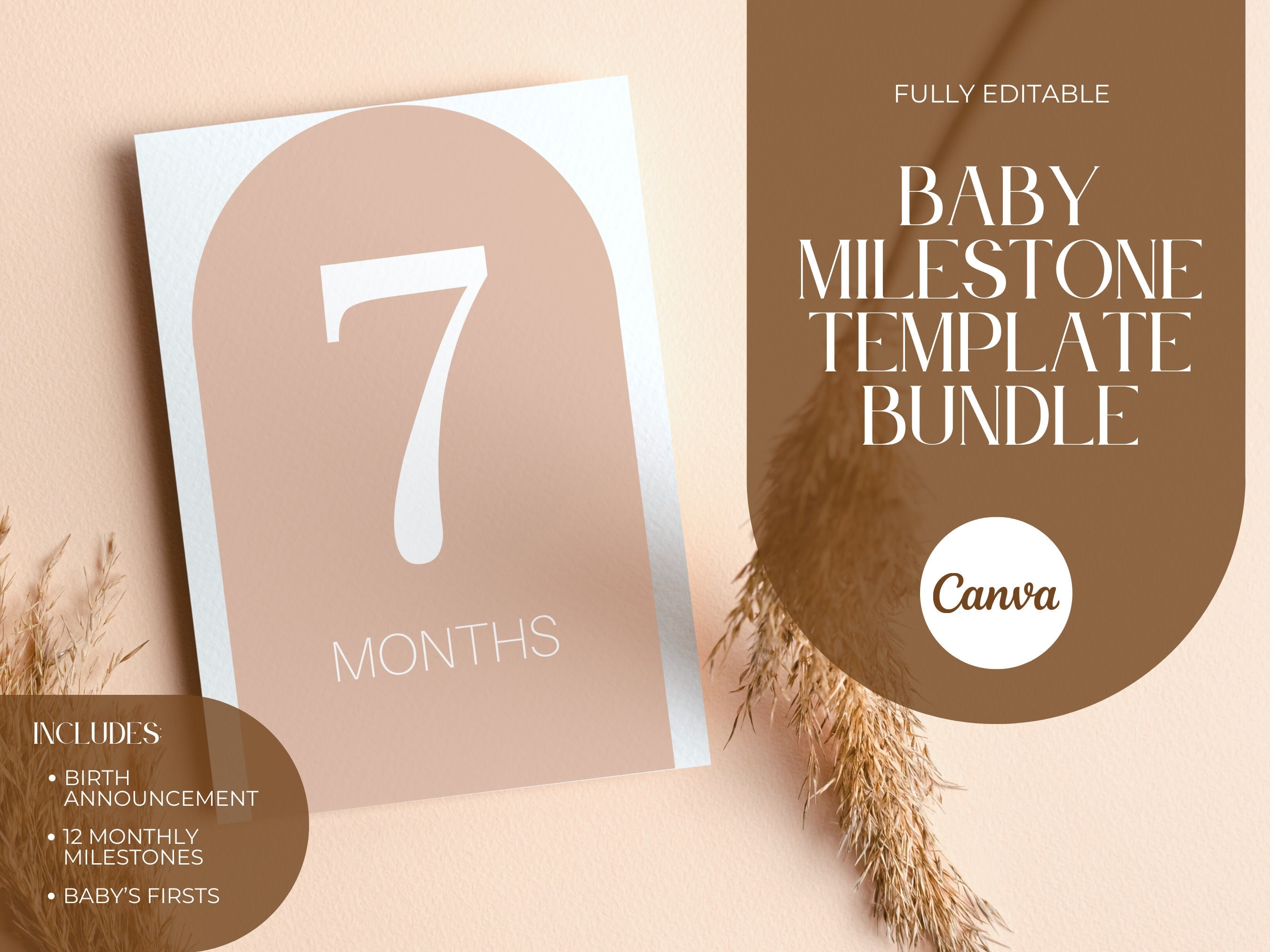 Editable Baby Milestone Canva Template Bundle | Instant Download | Fully Customizable