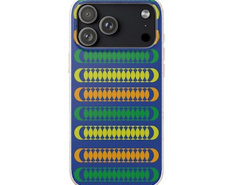 Blue Modern Geometric Patterned Biodegradable iPhone Case