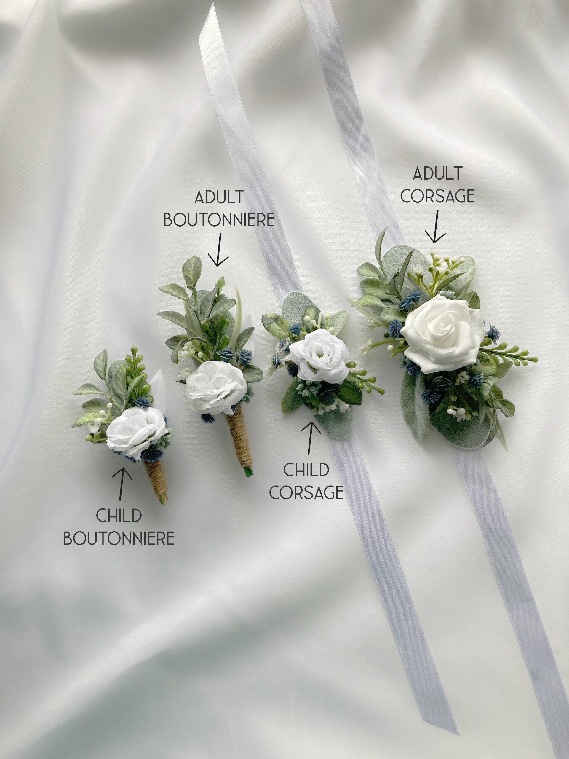 Dusty Blue + White Eucalyptus Boutonniere, Magnetic Men Wedding