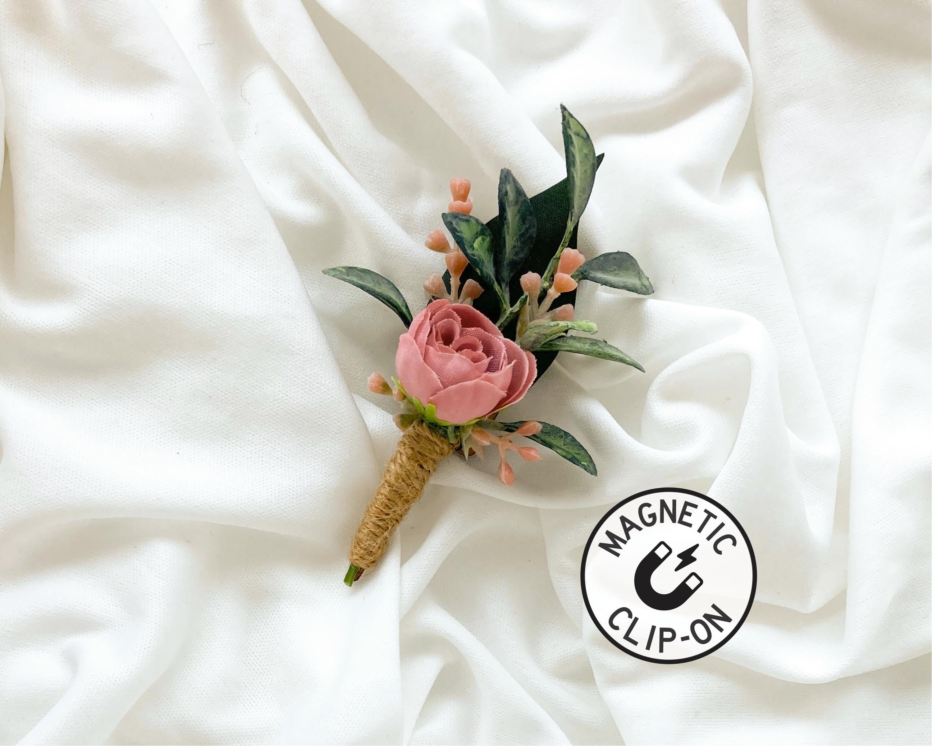 Child Size Dusty Pink Boutonniere, Small Magnetic Boys Wedding