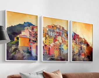 Printable Gallery Cinque Terre Print Set, Digitale Italiano Wall Art, Italy Home Decor, Digital Download