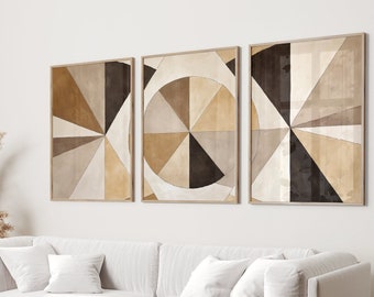 Boho Neutral  Abstract Print Set of 3, Gallery Wall Art, Geometric Printable Wall Art, Modern Home Decor, Large Wall Art, Above Bed Decor