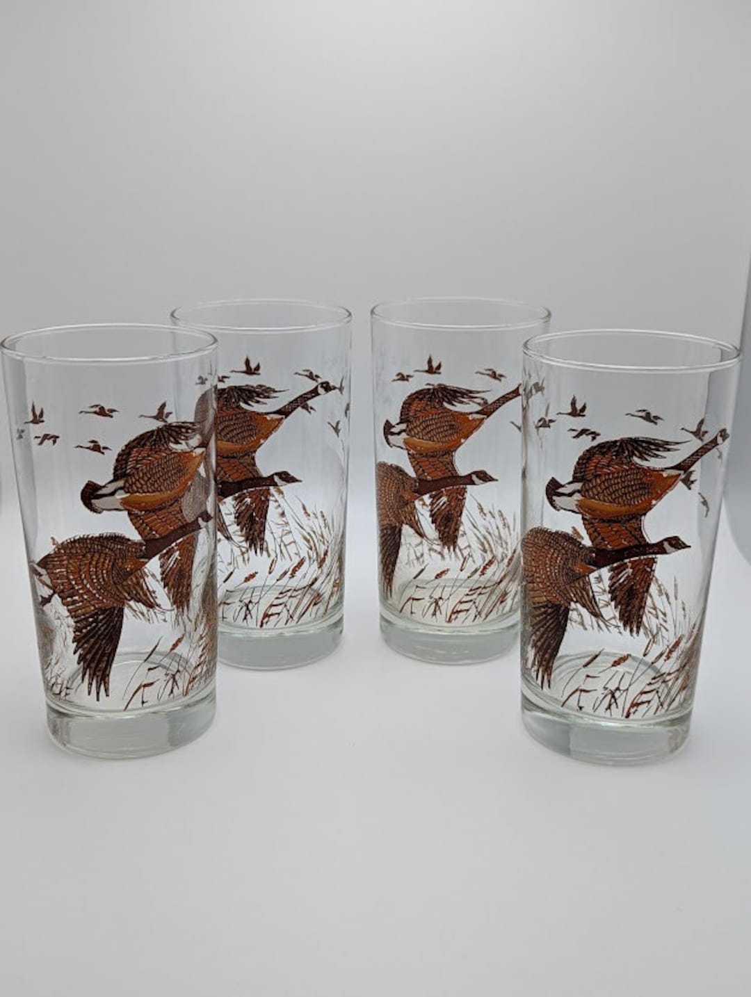Vintage Libbey Highball Glasses With Canadian Geese Pattern Etsy