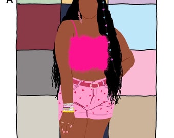 Desenho digital personalizado do traje da turnê Eras, a partir de uma foto.