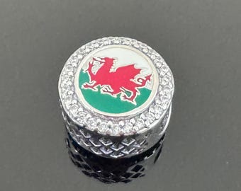 Authentic Pandora |Exclusive Pandora Wales Flag Bead Charm |Pandora Charm for Bracelets |Gift for Friends | Pandora Travel Charm