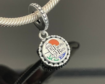 Pandora Puerto Rico Exclusive Charm Beach Sunset Travel Dangle Pendant |925 Jewelry | Women Jewelry | Charms For Bracelet | Pandora Charms