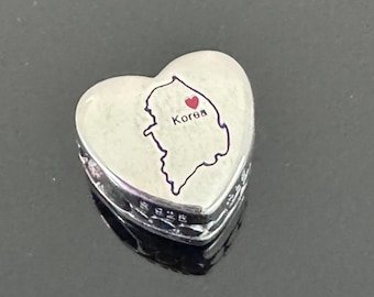 A Real Pandora Korea Map Heart Charm |Authentic Pandora Charm for Bracelets |925 Women Jewelry |Gift for Trip |Travel Charm Gift
