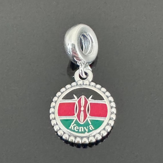 Original Authentic Pandora Charm |Pandora Kenya Flag Dangle Charm| Pandora Charm for Travel Bracelet| Pandora Box