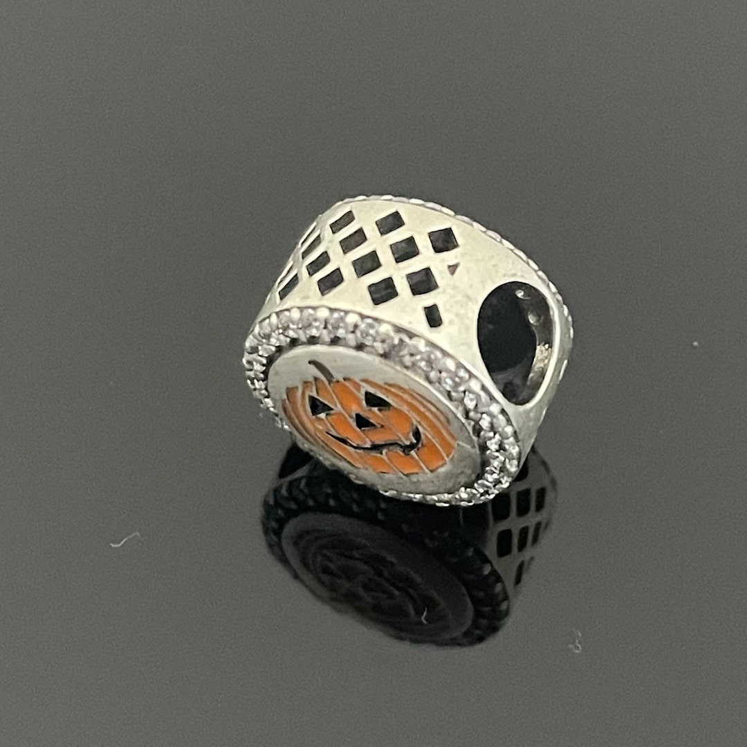 Pandora Halloween Holiday Pumpkin Jack O Lantern Silver Charm Bead ...