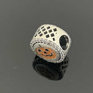 Pandora Halloween Holiday Pumpkin Jack O Lantern Silver Charm Bead | Charm for Bracelet and Necklace | Gift for Her | Mother’s Day Gifts