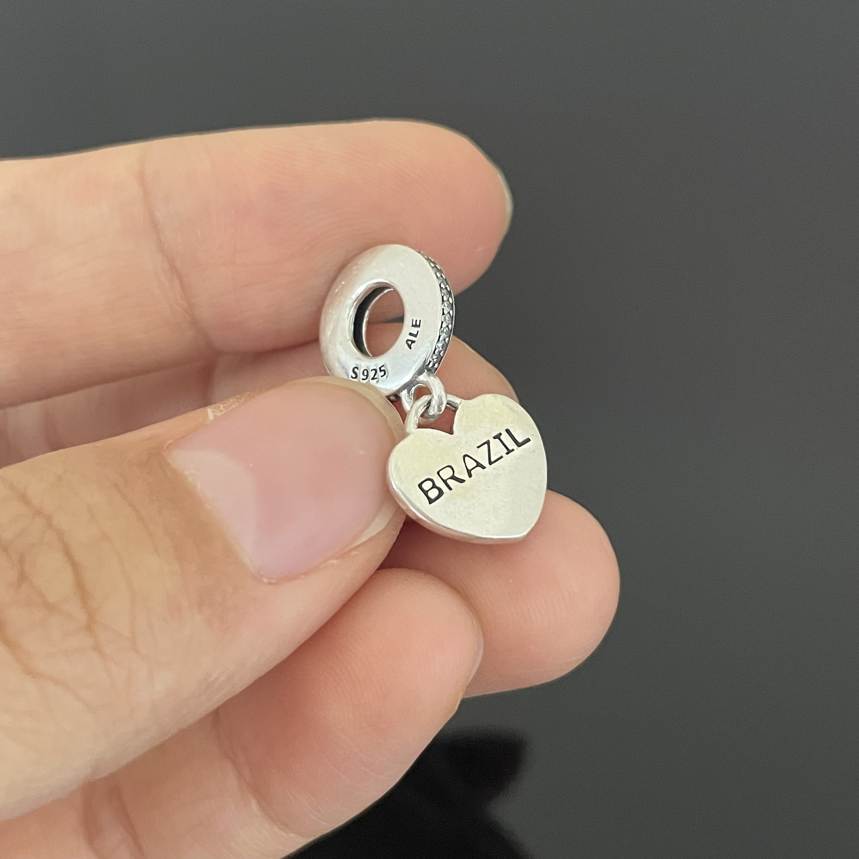Collana Ciondolo Bandiera Brasiliana, Metallo Argento, 18 Mm, Catena 45+5 Cm, Gioiello Regalo Per Donne, Idea Viaggio