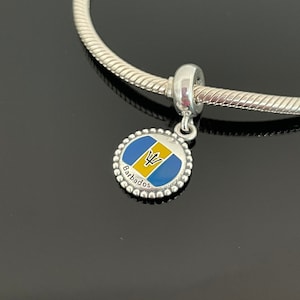 Pandora Barbados Flag Silver Charms for Women Charm Bead Jewelry Gifts  | Charm for Pandora Bracelet | Christmas Gifts