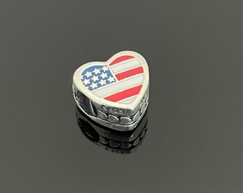 スターリングシルバー イタリア国旗ハートチャーム - Pandora対応