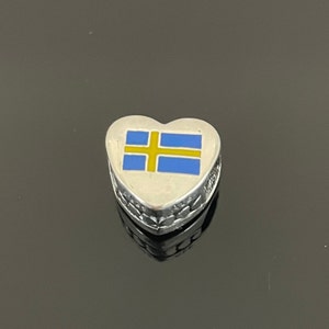 Pandora  Charms | Gift for Her | Pandora I Love  SWEDEN Heart Charm | Paraguay Flag Charm | Pandora Heart Charm for Bracelets Travel Charm