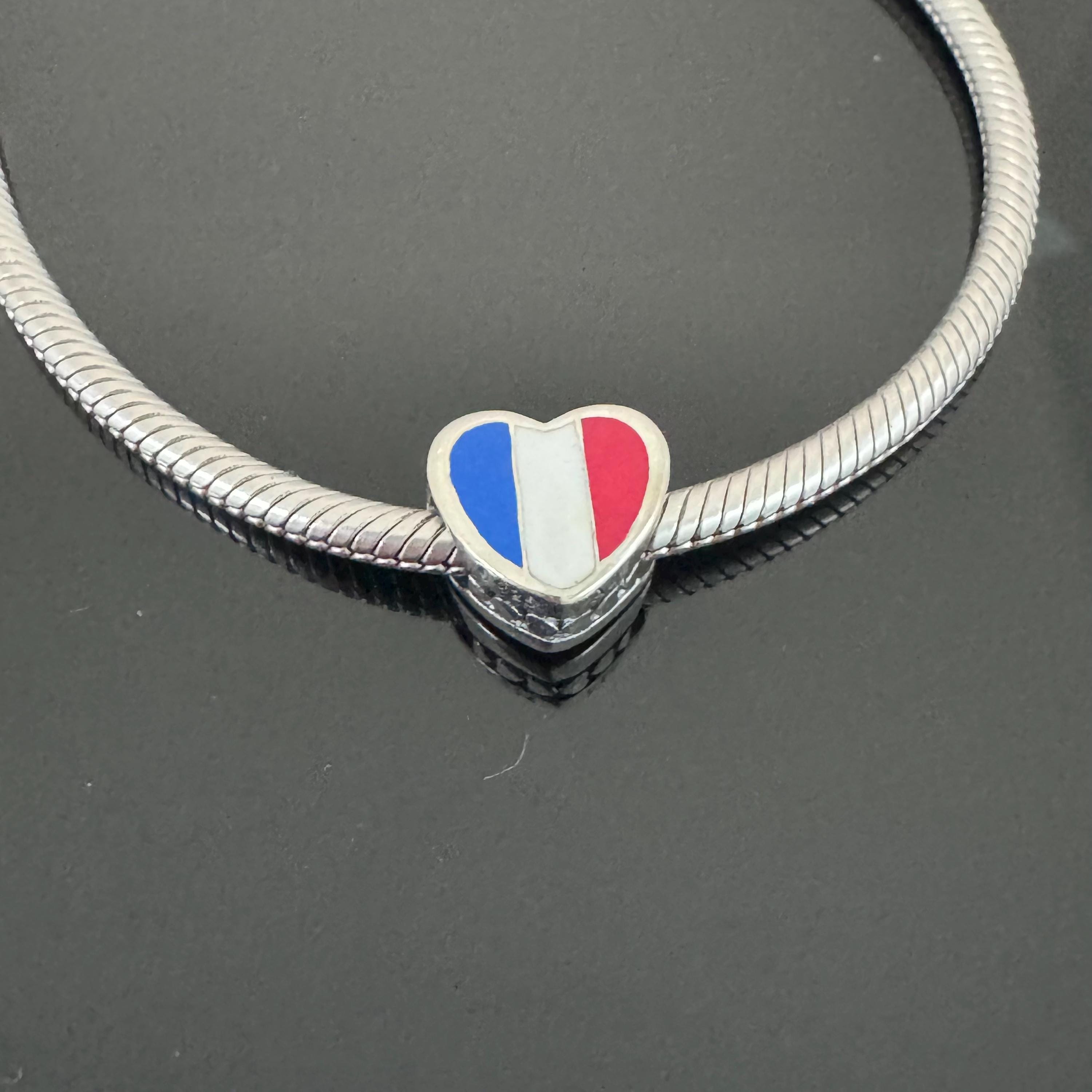 Authentic Pandora France Flag Heart Charm|gift for Her|pandora