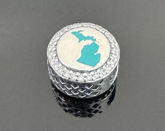 Pandora Michigan Map Bead Charm|Real Pandora 925 Sterling Silver Charm | Charm for Pandora Travel Bracelet | Gift for Her |Gift for Friend