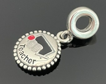 Pandora Teacher School Dangle Charm 925 Ale Silver Dangle With Gift Box, Gift For Her