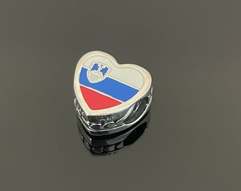 Pandora  Charms | Gift for Her | Pandora I Love  Slovenia Heart Charm | Paraguay Flag Charm | Pandora Heart Charm for Bracelets Travel Charm