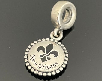 New Orleans Logo Charm, Exclusive Charm Dangle Pendant, 925 Sterling Silver Jewelry,For Bracelet,For Necklace,Mother's Day Gift