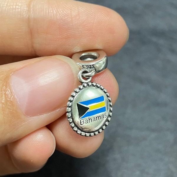 Pendentif exclusif Drapeau des Bahamas | Pendentifs patriotiques et drapeaux| Charms de Pandore | Charm Pandora pour bracelet