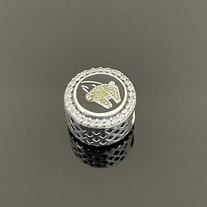 Può includere: Un ciondolo in argento con sfondo in smalto nero e un contorno bianco di un'astronave. Il ciondolo è decorato con pietre di zircone cubico trasparenti.