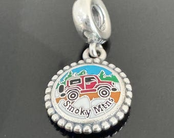 Smoky Mountains National Park Charm | Sterling Silver Dangle Pendant (Includes Box)