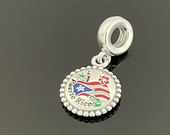 Nuovo autentico ciondolo Pandora con bandiera di Porto Rico / Ciondolo personalizzato per bracciale Pandora / Gioielli in argento 925 / Regali per San Valentino - Italia