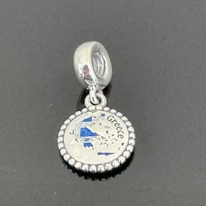 Charm pendantant de carte de la Grèce de Pandora | Authentique charme de Pandora | Charm Pandora | Bijoux S 925 avec boîte Pandora | Charm pour bracelet Pandora