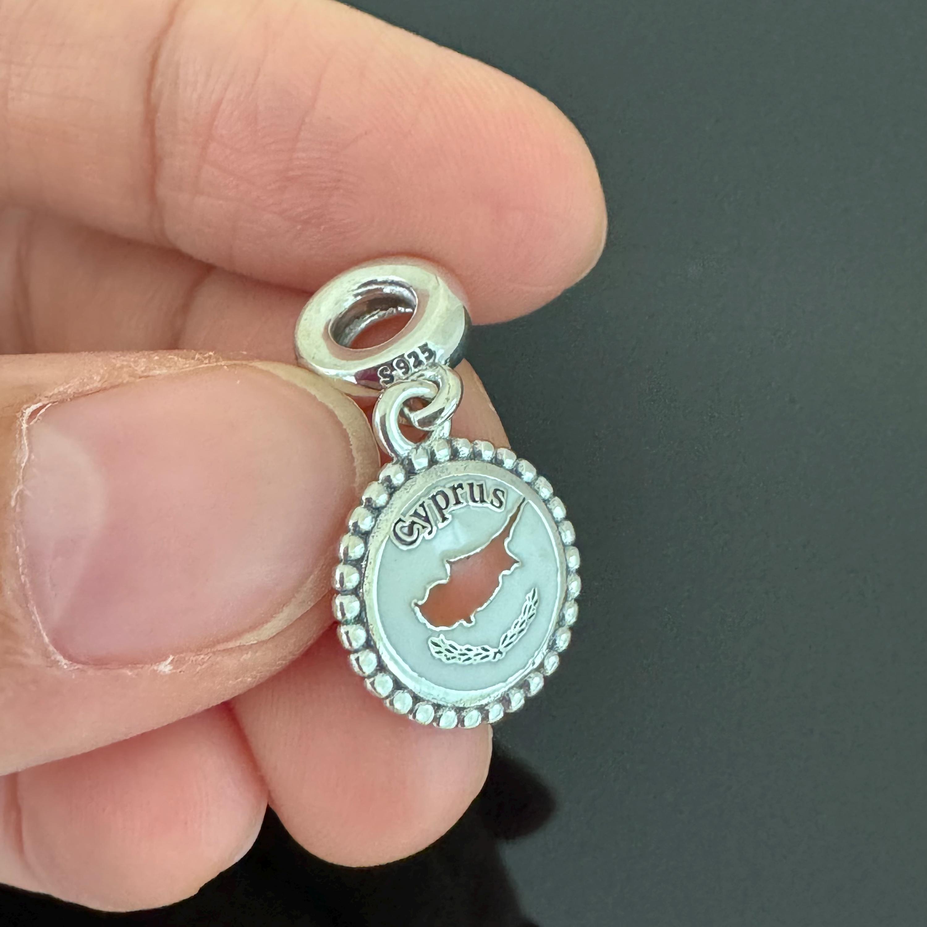 Pandora Brand Charm |pandora Cyprus Map Dangle Charm| Pandora