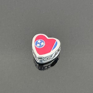 Pandora  Charms|Pandora Tennessee Flag Heart Charm |Gift for Her | Paraguay Flag Charm | Pandora Heart Charm for Bracelets Travel Charm