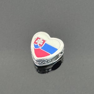 Pandora Slovakla Flag Heart Charm |Gift for Her | Pandora Flag Charm | Pandora Heart Charm for Bracelets Travel Charm