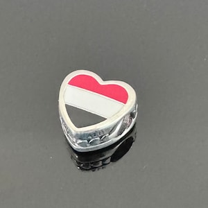 Pandora  Charms|Pandora YEMEN Flag Heart Charm |Gift for Her | Paraguay Flag Charm | Pandora Heart Charm for Bracelets Travel Charm