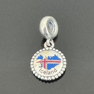 Breloque de marque Pandora | Breloque pendante carte de Pandora ISLANDE | Charm Pandora | Bijoux S 925 avec boîte Pandora | Charm pour bracelet Pandora