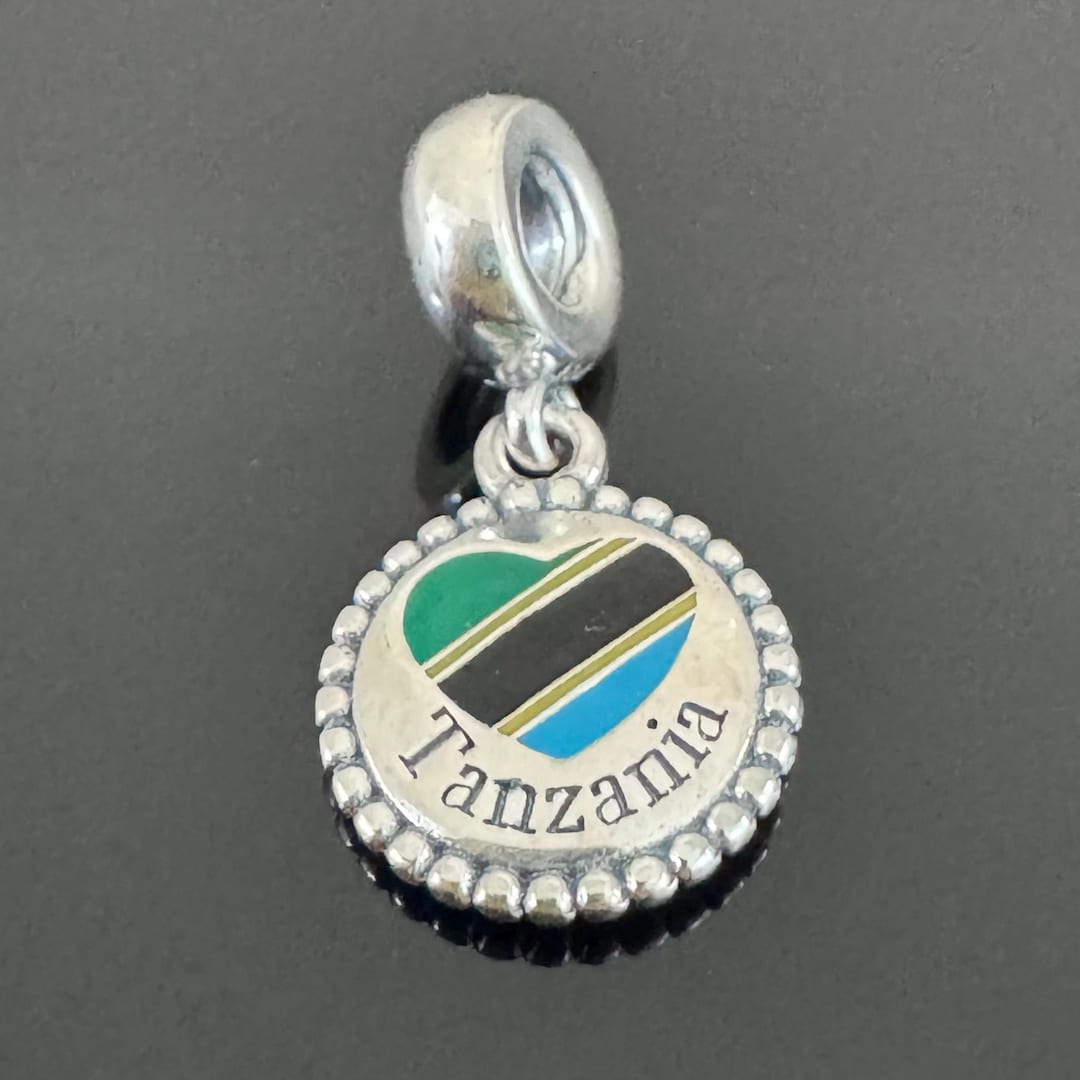 A Authentic Pandora Tanzania Flag Charm: Travel Bracelet Charm - Etsy