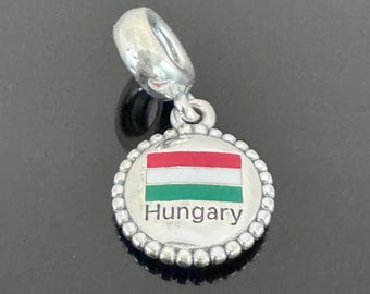 Hungary Flag Pandora Dangle Charm |Real Pandora Charm |Women 925 Silver Jewelry | Pandora Charm For Bracelet | Gift for Her|Travel Charm