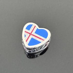 Authentic Pandora |Exclusive Pandora Iceland Flag  Heart Charm |Pandora Charm for Bracelets |Gift for Friends| Pandora Travel Charm