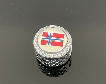 Charm de la bandera de Noruega de Pandora / Joyas de plata de ley 925 / Joyas 925 / Regalo para ella / Regalos para el Día de la Madre
